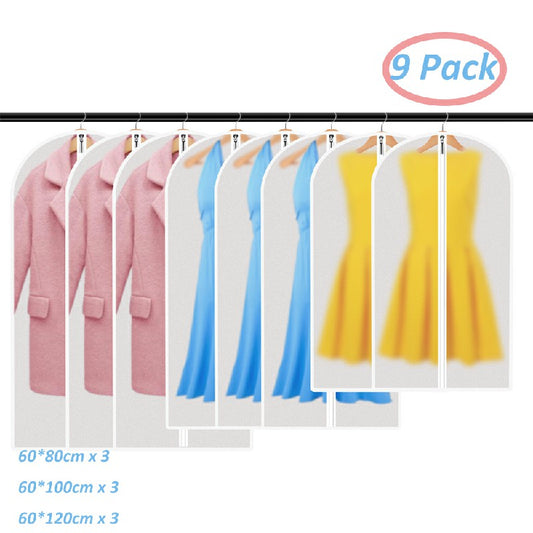 9pcs/Set Hanging Garment Bag Moth-Proof with Study Full Zipper for Closet Storage and Travel