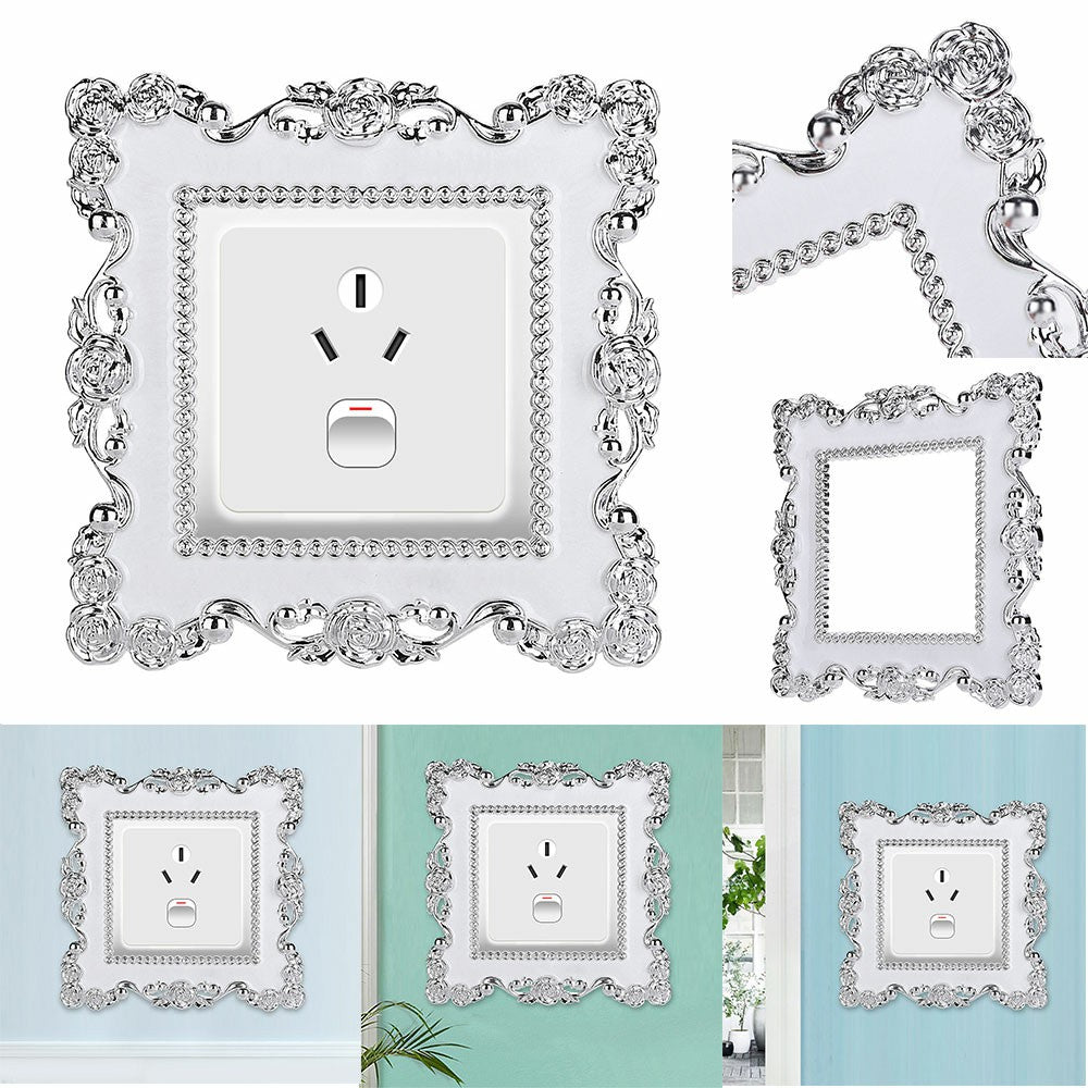 Crystal Resin Switch Stickers Surrounded Switch Cover Panel Wall Socket Stickers Room Decoration Gift - Rose Lace