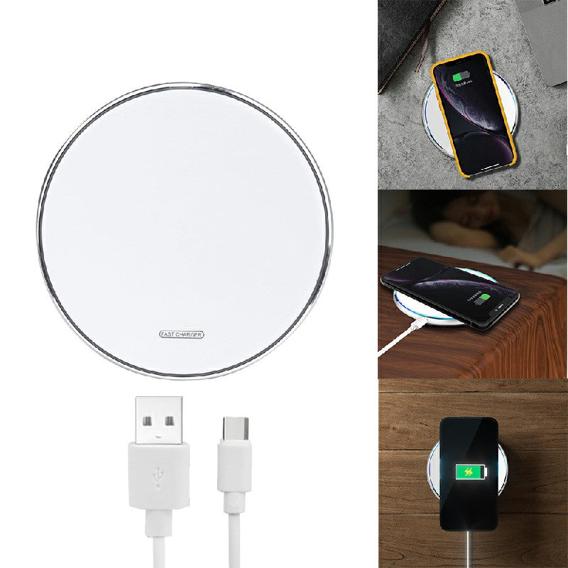 15W Fast Charging Pad Wireless Charger Type C Interface - White