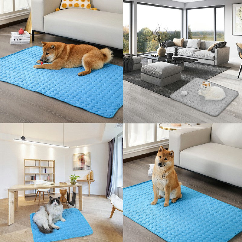 Self Cooling Pet Dog Cat Mat Heat Relief Non-Toxic Summer Pad 100x70cm XL Blue