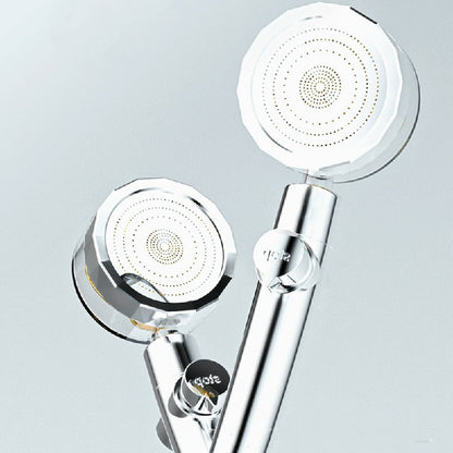 High Pressure Spray Shower Head 360 degree Rotatable Water Saving One-press Design - Silver