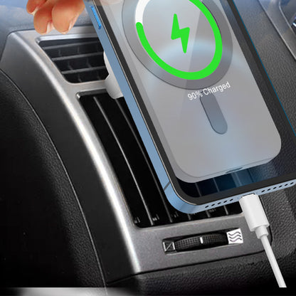 15W Mag-safe Air Vent Car Charger for iPhone 12/13/14 Series - White