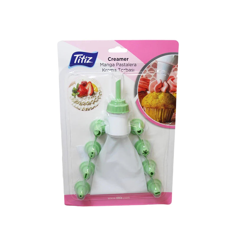 "Dazzling Delights: 9 Colorful Icing Nozzles and a White Canvas Bag for Baking Masterpieces!"