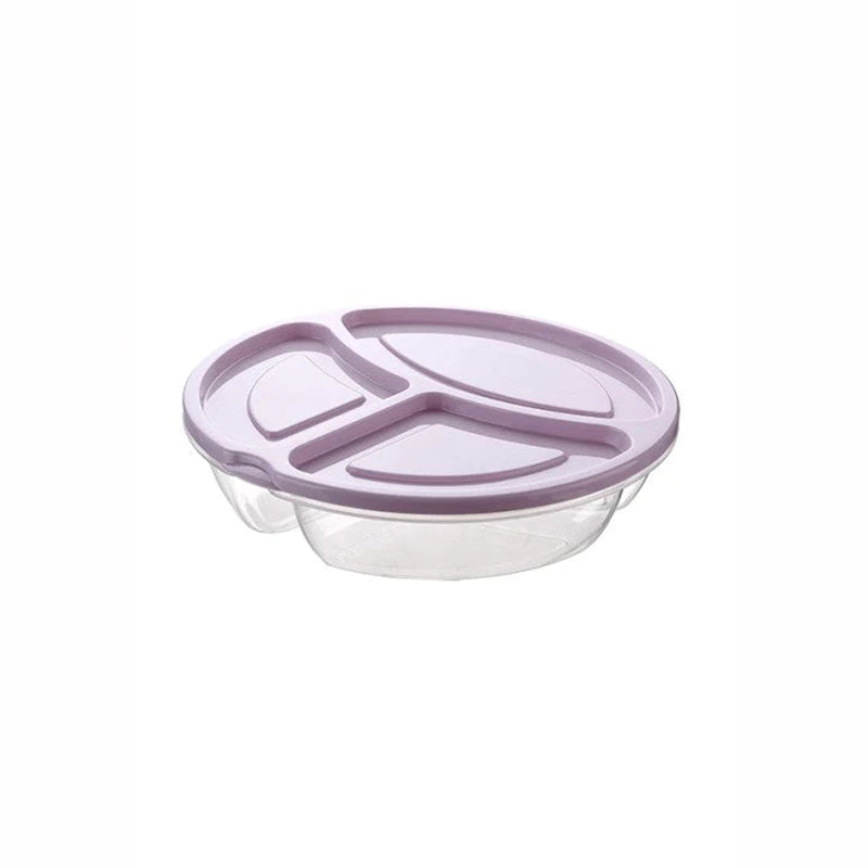 Smart Round 3 Divided Clear Plastic Food Storage Container - Random Colours