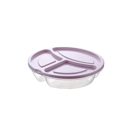 Smart Round 3 Divided Clear Plastic Food Storage Container - Random Colours