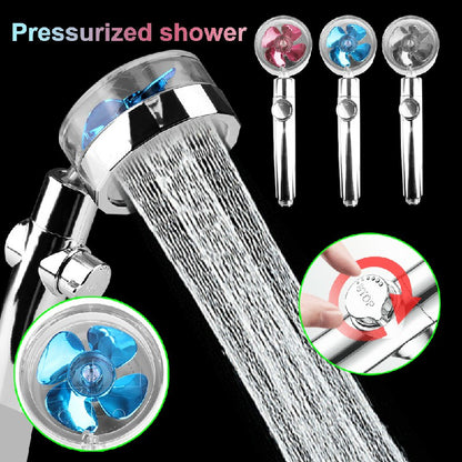 High Pressure Spray Shower Head 360 degree Rotatable Water Saving One-press Design - Silver