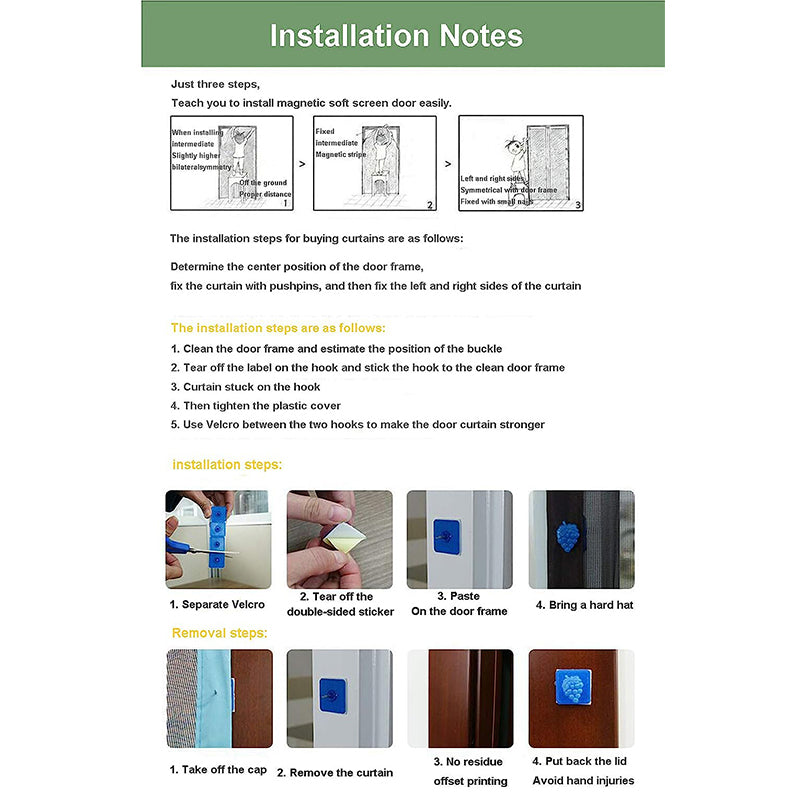 Magic Door Curtain Mesh Magnetic Fastening Hands Free Insect Fly Screen - Green Owl