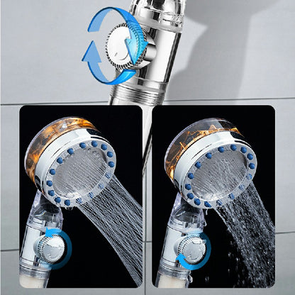 Handheld Turbocharged Pressure Propeller Shower Adjustable Shower Head - Silver