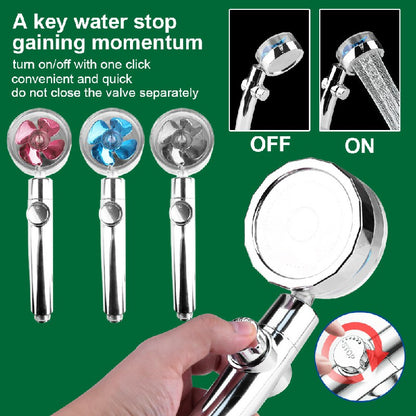 High Pressure Spray Shower Head 360 degree Rotatable Water Saving One-press Design - Blue