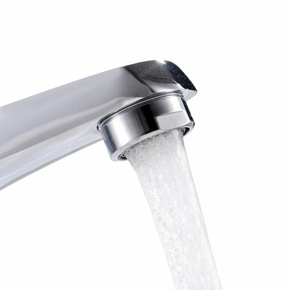 Modern Sink Mixer Tap Bathroom Basin Chrome Bath Taps Shower with 2 pcs 60cm Braided Hoses