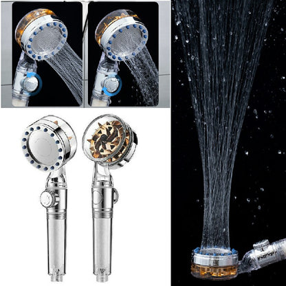 Handheld Turbocharged Pressure Propeller Shower Adjustable Shower Head - Silver