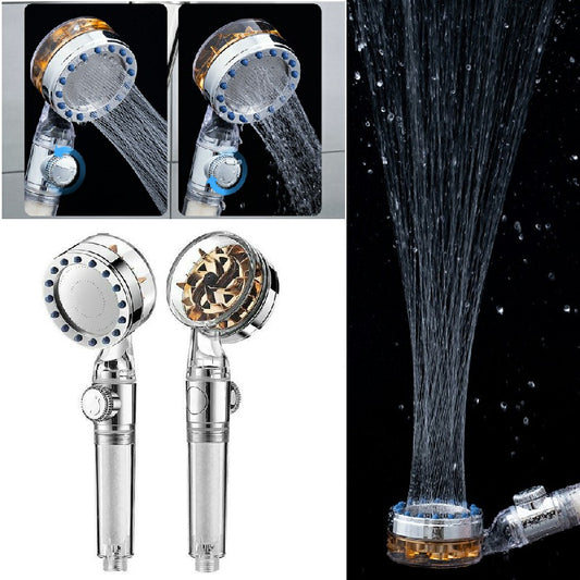Handheld Turbocharged Pressure Propeller Shower Adjustable Shower Head - Silver