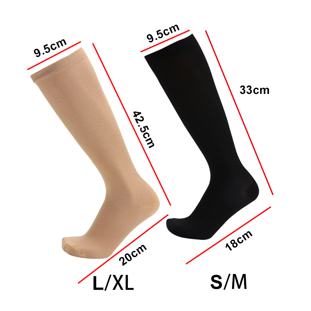 Unisex Anti-Fatigue Sport Compression Socks Varicose Vein Stocking One Pair - Black S/M