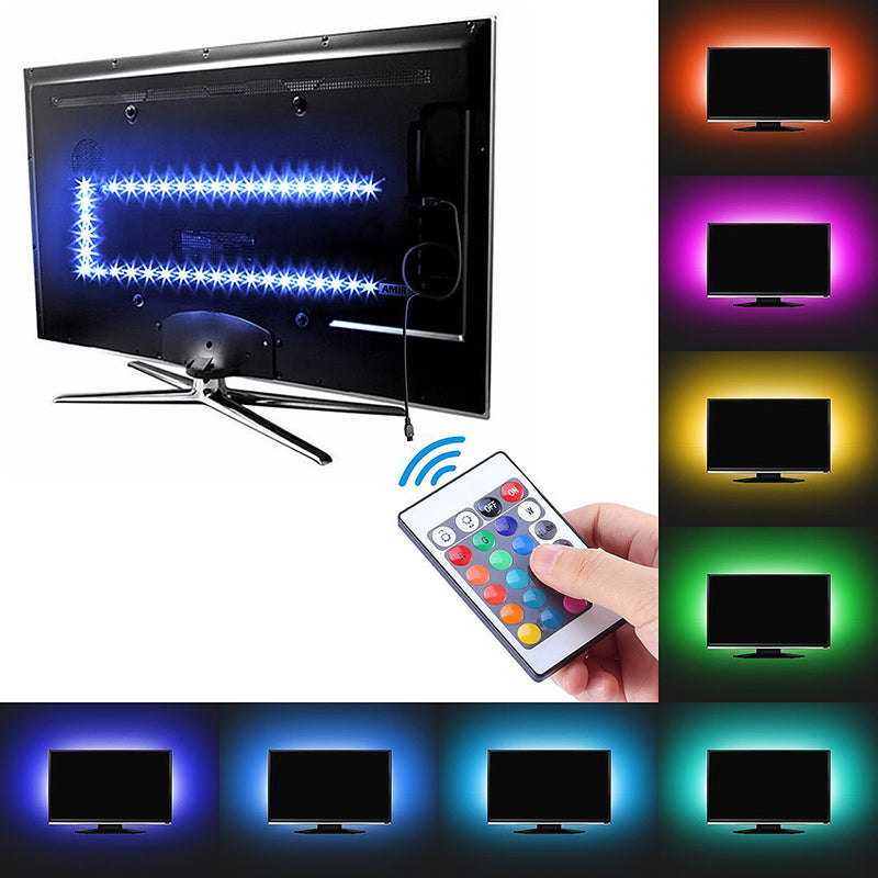 2M USB LED Strip Light TV Back Lamp 5050 RGB Color Changing + Remote Control