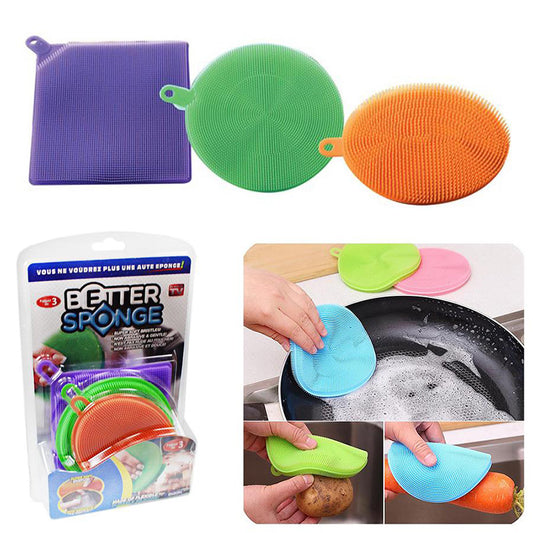 Silicone Sponge Dishwashing Sponge Kitchen Cleaner Pot Brush Brush Gadget