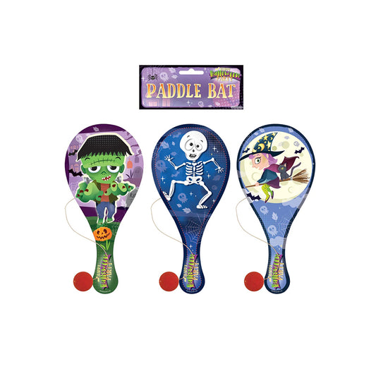 Halloween Wooden Paddle Bat and Ball Games 3 Assorted Designs