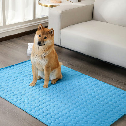 Self Cooling Pet Dog Cat Mat Heat Relief Non-Toxic Summer Pad 100x70cm XL Blue