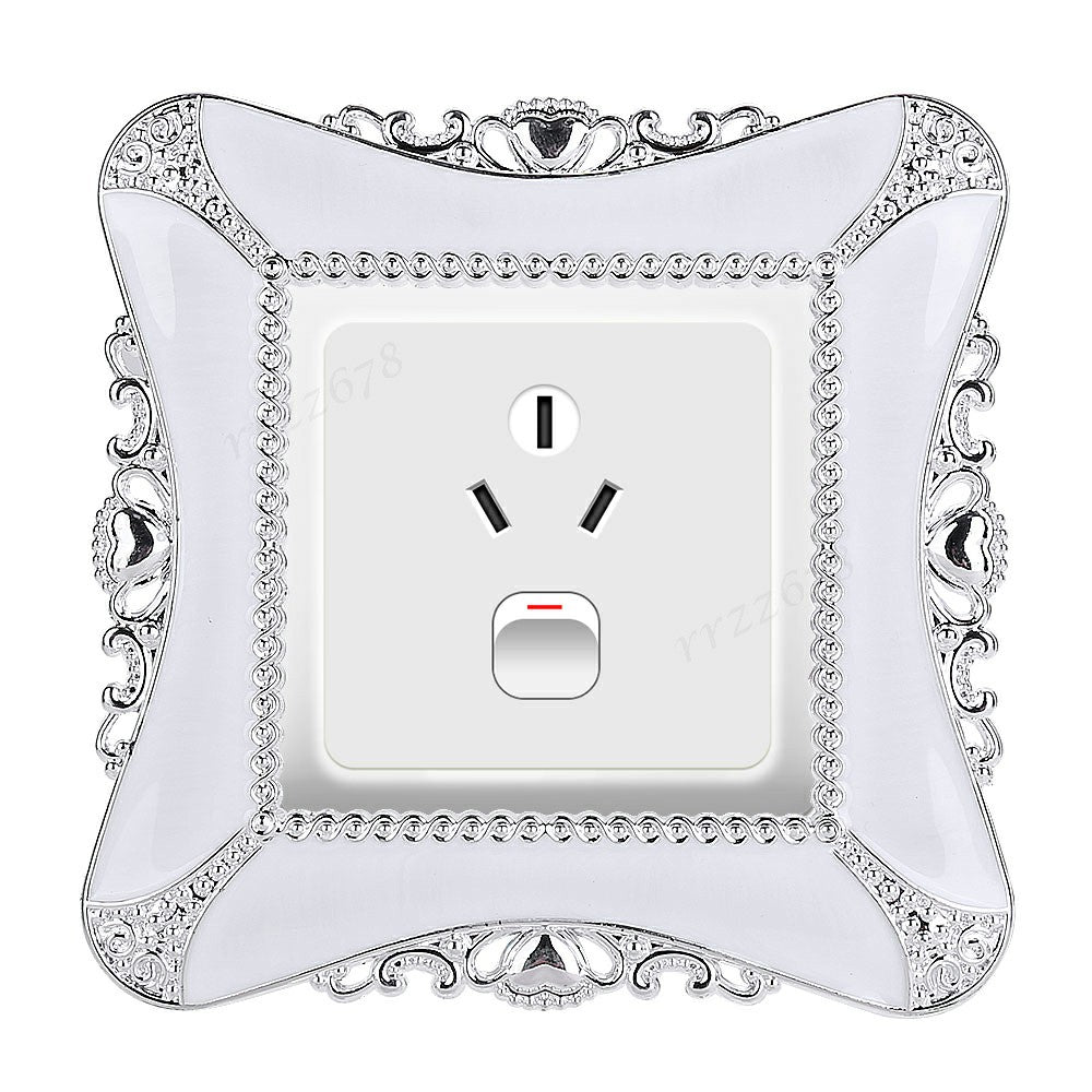 Crystal Resin Switch Stickers Surrounded Switch Cover Panel Wall Socket Stickers Room Decoration Gift - White