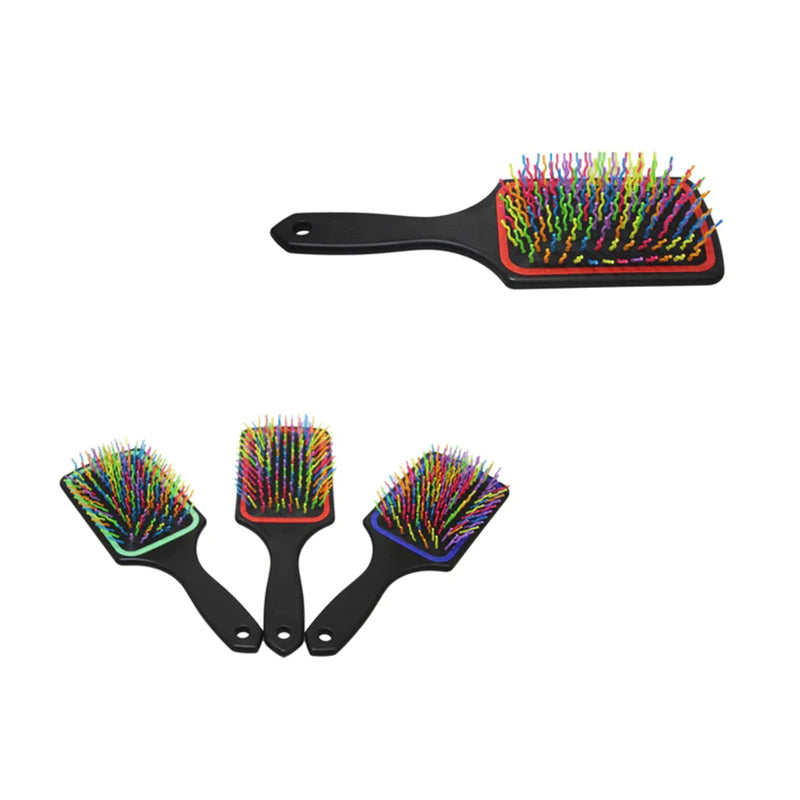 Tangle Free Multicoloured Hair Brush Frizzly Hair Brush Smoothing Massaging Detangling - Random Colour