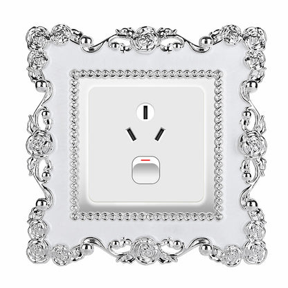 Crystal Resin Switch Stickers Surrounded Switch Cover Panel Wall Socket Stickers Room Decoration Gift - Rose Lace