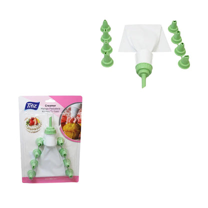 "Dazzling Delights: 9 Colorful Icing Nozzles and a White Canvas Bag for Baking Masterpieces!"