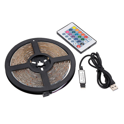 "Enhance Your TV Viewing Experience with 4M USB LED Strip Light - 5050 RGB Color Changing + Remote Control"