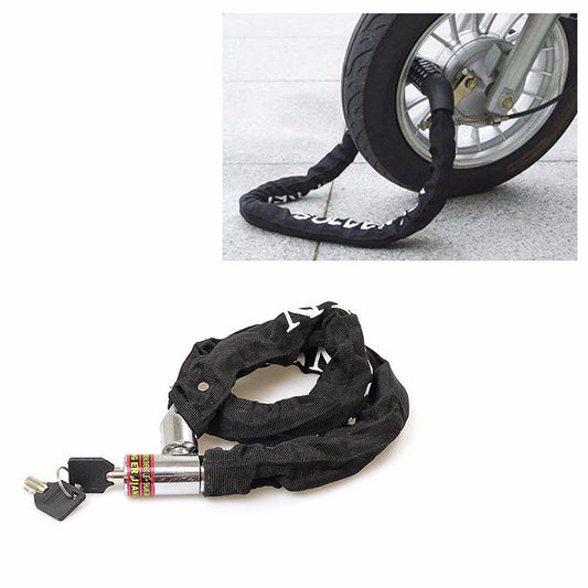 Classic Black Bicycle Chain Lock With Keys Bike Lock Chain