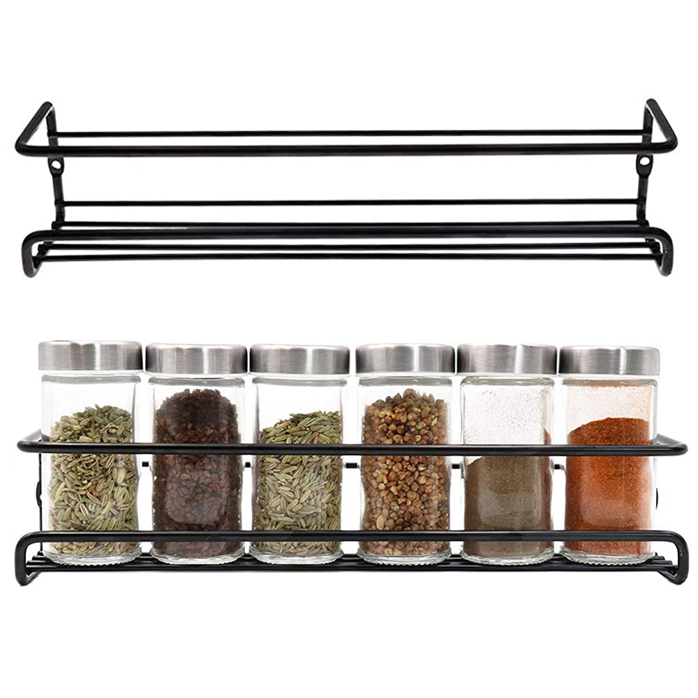 2-Tier Spice Shelf Storage Racks Wall Mounted Spice Rack Organiser for Kitchen Cabinet Pantry Door