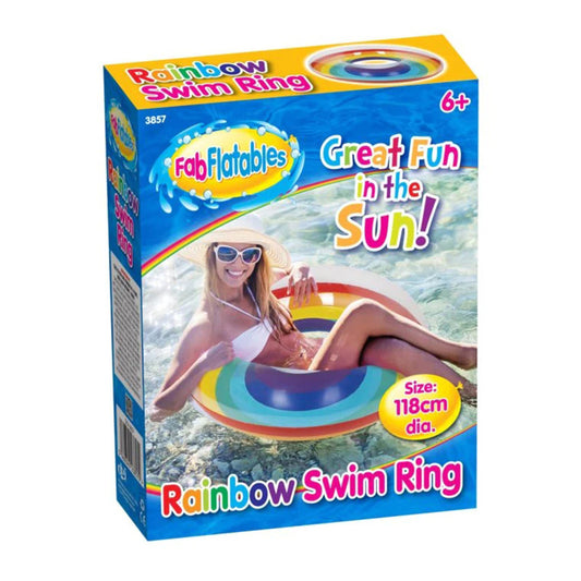 Inflatable Rainbow Swim Ring Rainbow Floats Inflatables Colorful Design Floating Ring 118cm Diameter