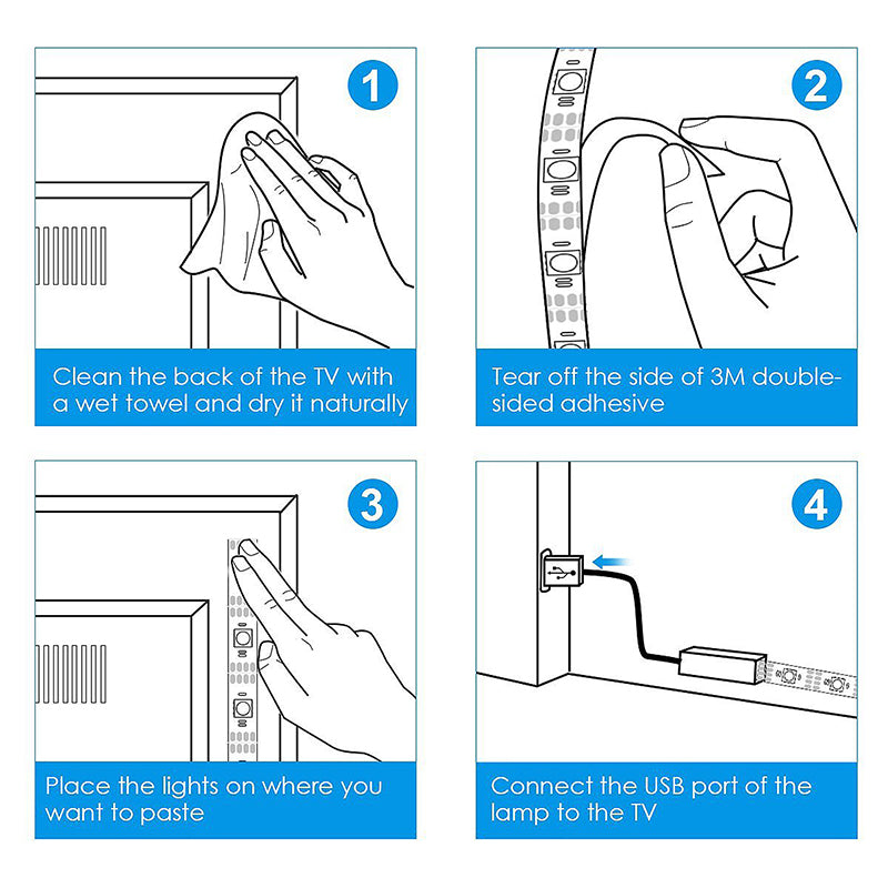 2M USB LED Strip Light TV Back Lamp 5050 RGB Color Changing + Remote Control